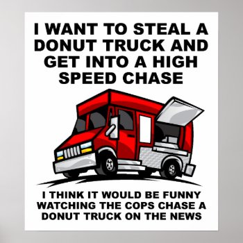 Donut Police Chase Funny Poster by FunnyBusiness at Zazzle