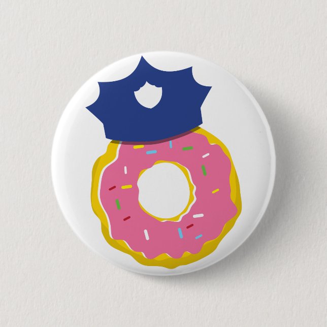 donut police officers hat pinback button (Front)