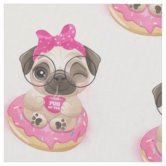 Donut Pug Fabric (Close Up)
