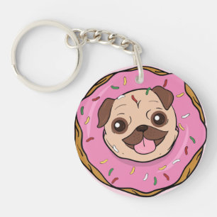Donut Pug Keychain