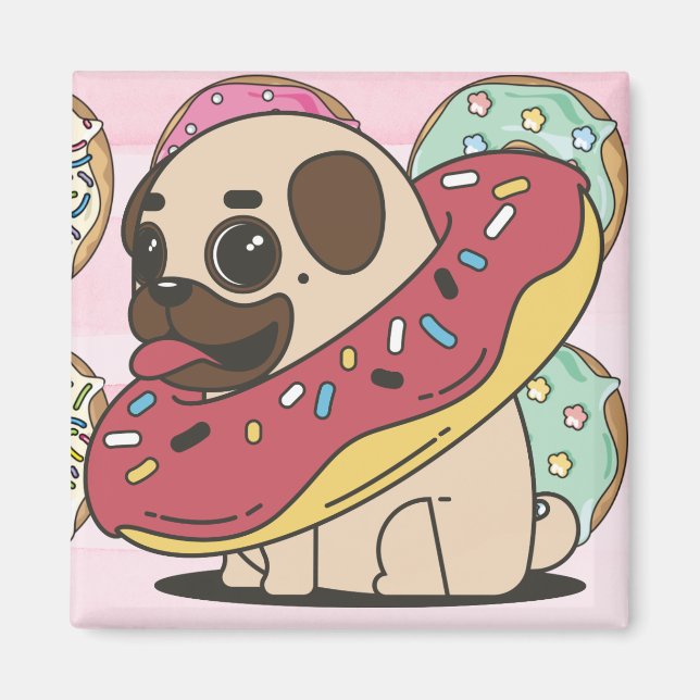 Donut Pug Magnet (Front)