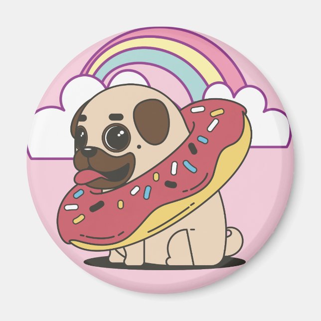 Donut Pug Magnet (Front)