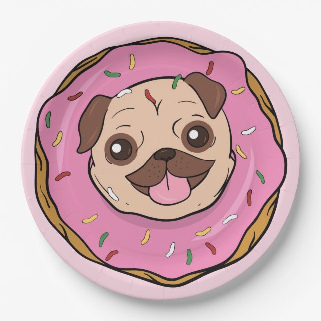 Donut Pug Paper Plates (Front)