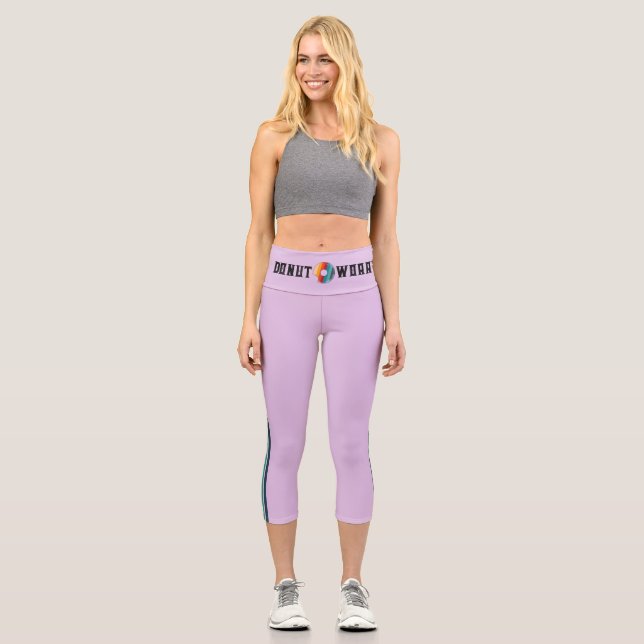 Donut Purple Retro Rainbow Leggins Capri Leggings (Front)