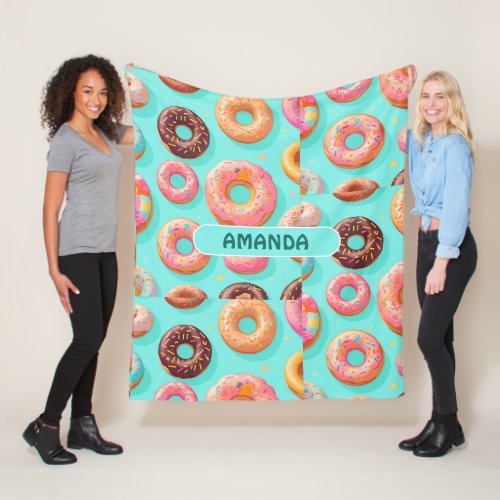 Donut Rainbow Colorful Personalized Pattern Fleece Blanket