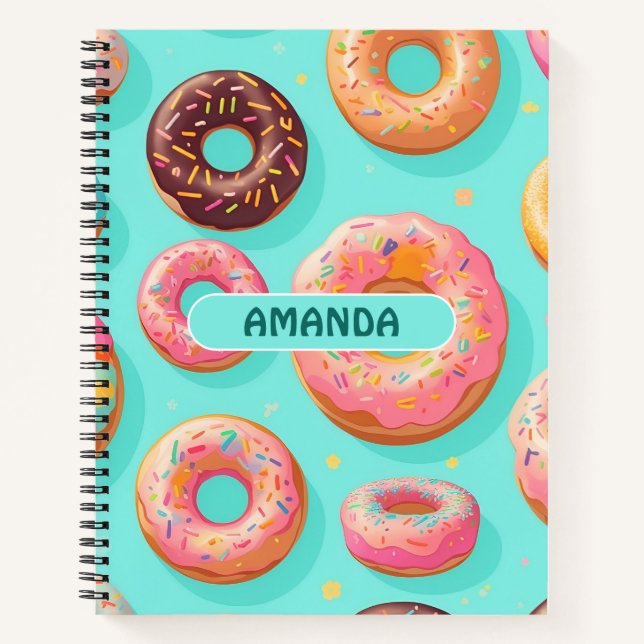 Donut Rainbow Colorful Personalized Pattern Notebook (Front)