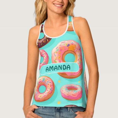 Donut Rainbow Colorful Personalized Pattern Tank Top