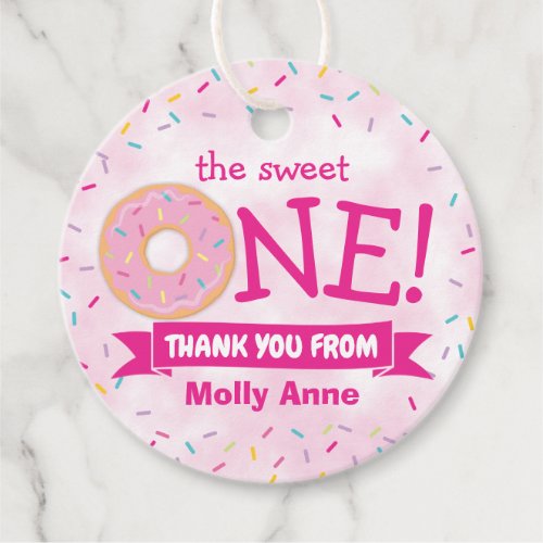 Donut Rainbow Sprinkles 1st Birthday Thank You  Favor Tags