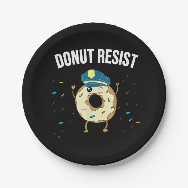 Donut Resist Meme Funny Police Officer Support The Paper Plates (Front)