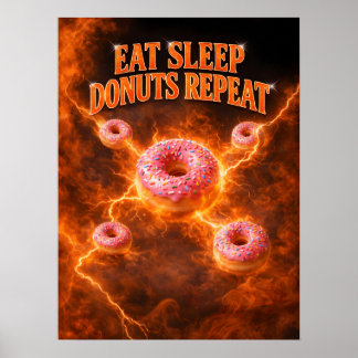 Donut Retro Neon Sweet Vibe Poster