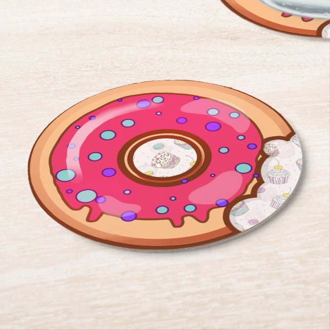 Donut Round Paper Coaster (Angled)