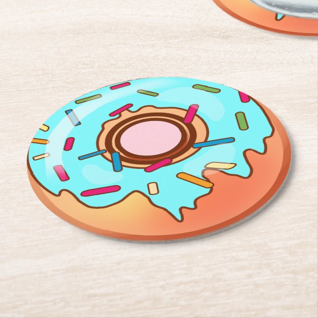 Donut Round Paper Coaster (Angled)