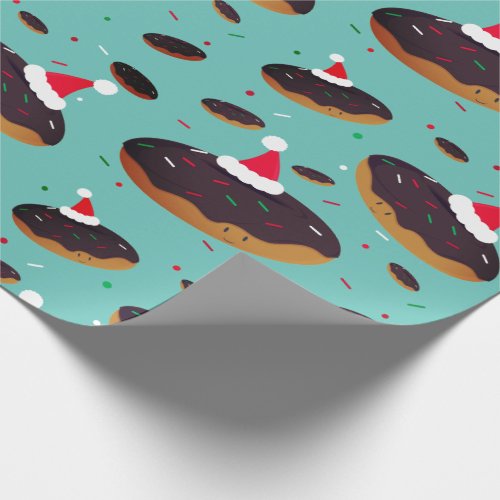 Donut Santa Hats Pattern Christmas Wrapping Paper