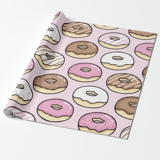 Donut seamless pattern wrapping paper (Unrolled)
