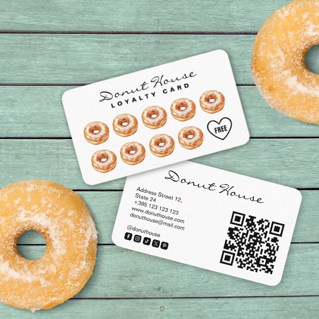 Donut Shop Bakery Cute QR Code Loyalty Card  (Creator Uploaded)