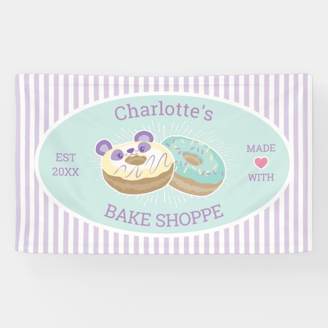 Donut Shop Bakery Purple and Green Banner (Horizontal)