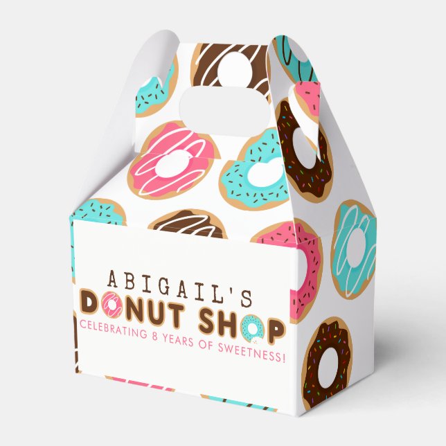 Donut Shop Birthday Party Favor Boxes (Front Side)
