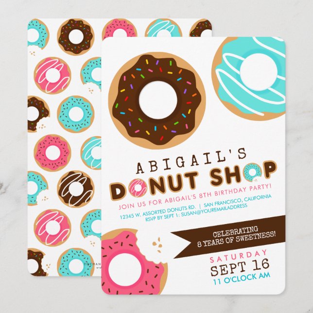 Donut Shop Birthday Party Invitation (Front/Back)
