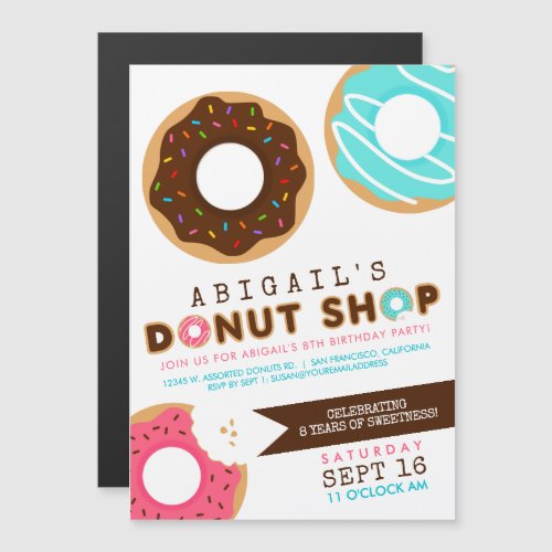 Donut Shop Birthday Party Magnetic Invitation