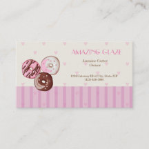 Donut Shop Business Card Cute Pink Hearts