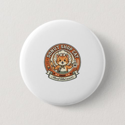 Donut Shop Cat Donut Shop Cat Vintage Vector Art S Button