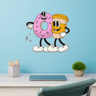 Donut Shop Coffee And Donuts Besties Cartoon Wall Decal