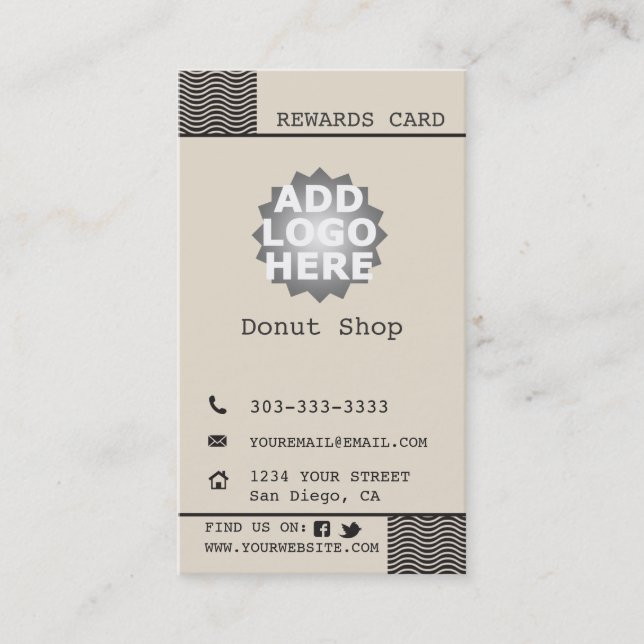 Donut Shop Customer Rewards Business Card (Front)