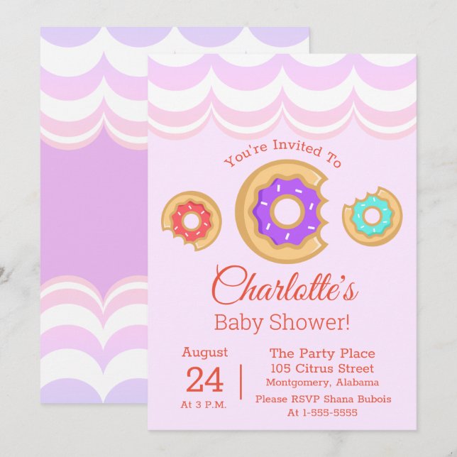 Donut Shop Frosted Donuts Sprinkle Baby Shower Invitation (Front/Back)