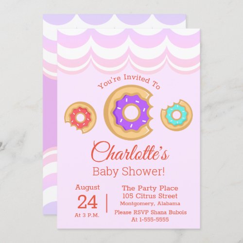 Donut Shop Frosted Donuts Sprinkle Baby Shower Invitation