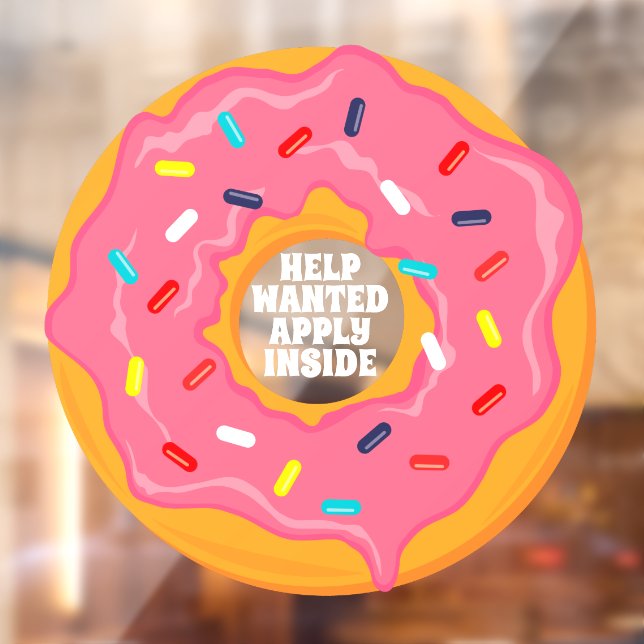 Donut Shop Help Wanted Apply Inside Donut Hole Window Cling (Sheet 2)