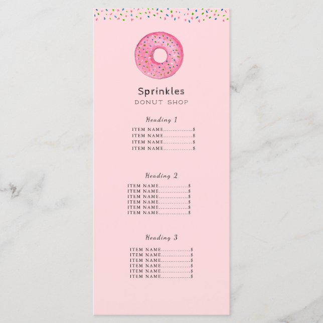 Donut shop Price list/ Menu Card (Front)
