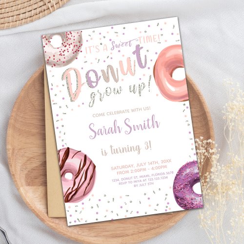 Donut Silver Shadow Donut Birthday Invitations