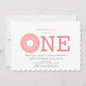 Donut Simple Pink Girl 1st Birthday Invitation (Front)