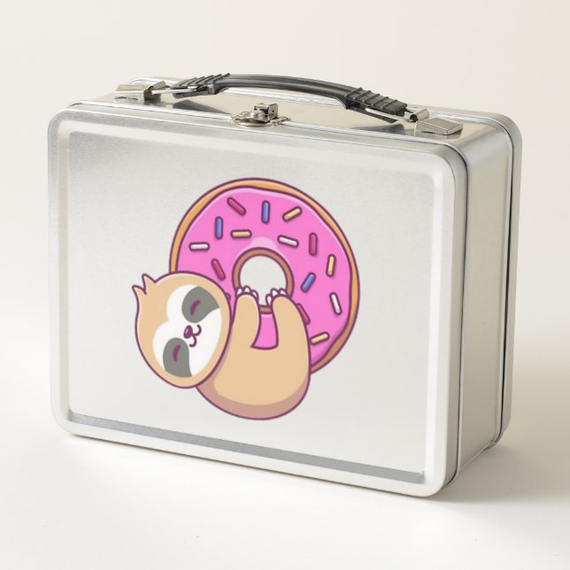 Donut sloth 1 metal lunch box (Front)