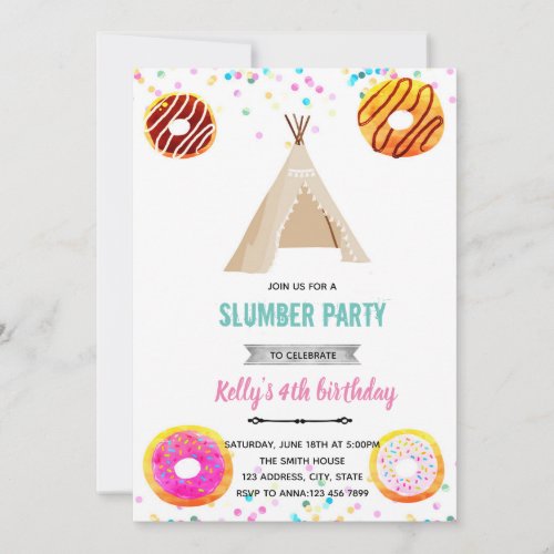 Donut slumber party invitation