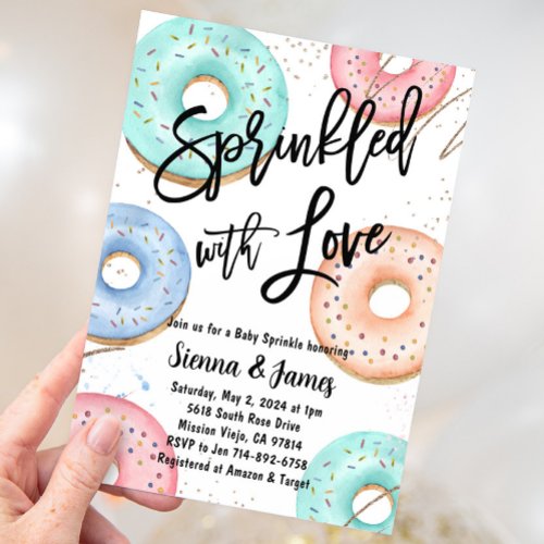 Donut Sprinkle Baby Shower Sprinkled With Love Invitation