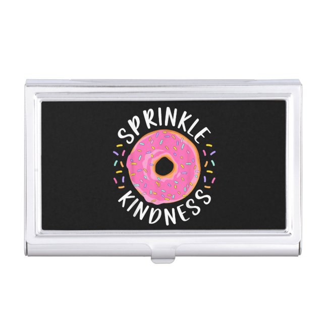 Donut Sprinkle Kindness Funny Girls Women Doughnut Business Card Case (Front)