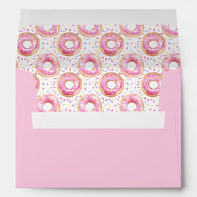 Donut Sprinkle Pink Sweet One Party Liner Envelope (Back (Bottom))