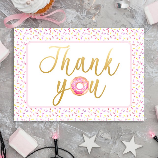 Donut Sprinkle Sweet One Pink Thank You Card (Creator Uploaded)
