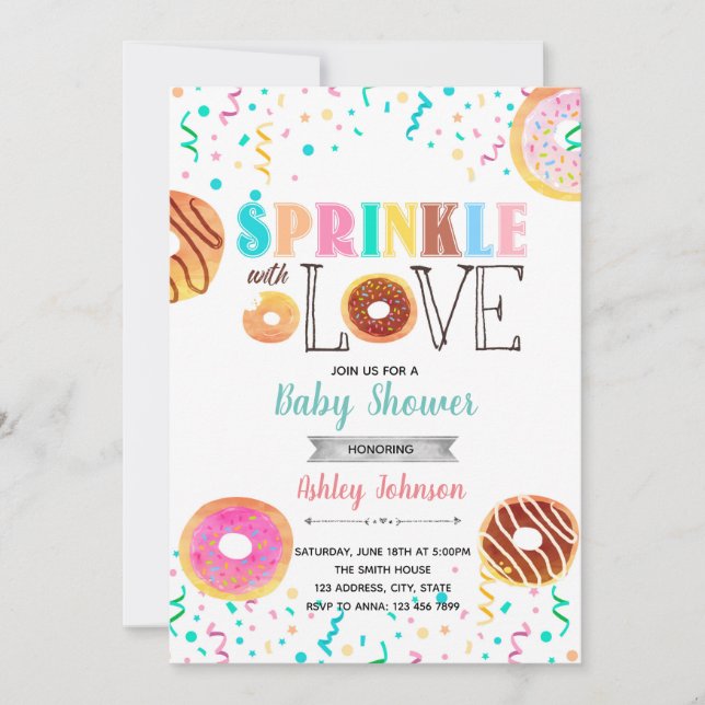 Donut sprinkle with love invitation (Front)