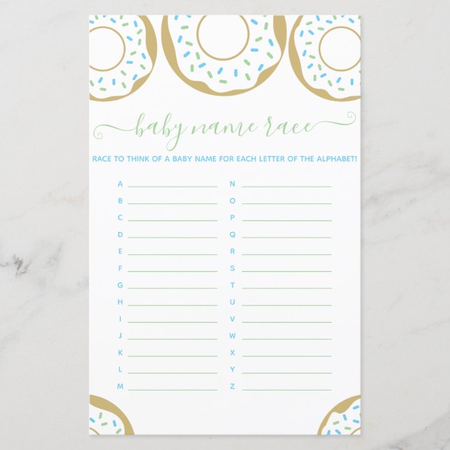 Donut Sprinkled With Love Baby Name Race Game (Front)