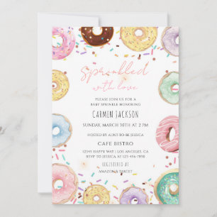 Donut Sprinkled With Love Baby Shower Invitation