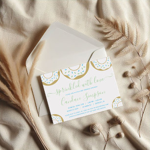 Donut Sprinkled With Love Baby Sprinkle Blue Green Invitation