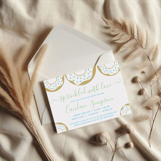 Donut Sprinkled With Love Baby Sprinkle Blue Green Invitation