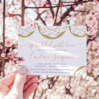 Donut Sprinkled With Love Baby Sprinkle Pink Invitation