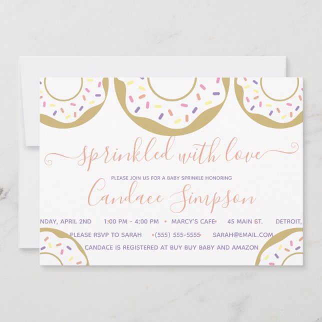 Donut Sprinkled With Love Baby Sprinkle PinkPurple Invitation (Front)
