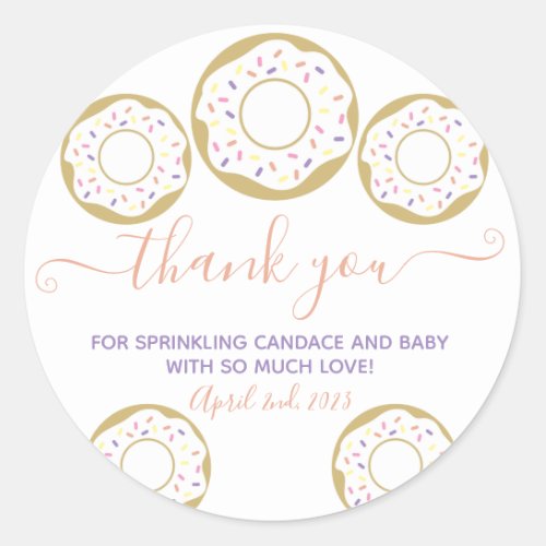 Donut Sprinkled With Love Baby Sprinkle Thank You  Classic Round Sticker