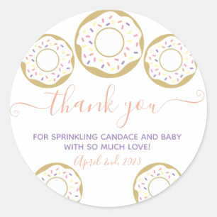 Donut Sprinkled With Love Baby Sprinkle Thank You Classic Round Sticker