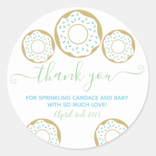 Donut Sprinkled With Love Baby Sprinkle Thank You  Classic Round Sticker