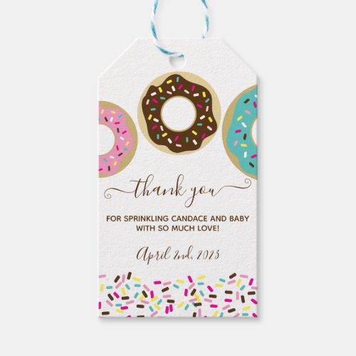 Donut Sprinkled With Love Baby Sprinkle Thank You Gift Tags